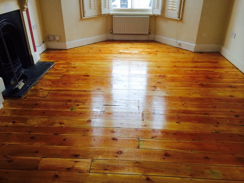 Pine floorboards sanded and sealed